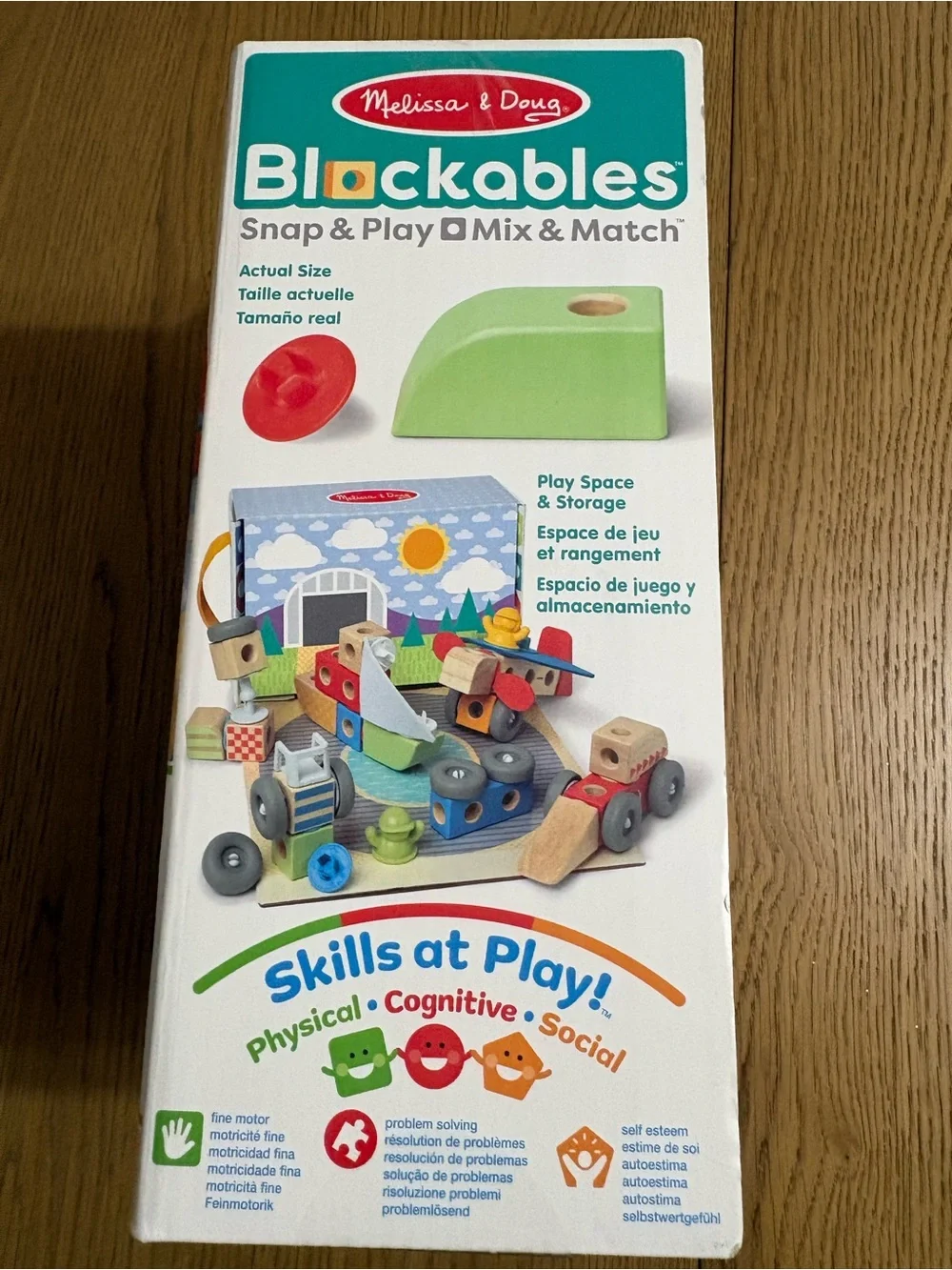 Melissa & Doug Blockables Wooden Vehicles Play Set - Red, Blue, Green, Yellow